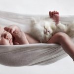 baby and cat